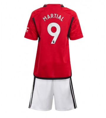 Manchester United Anthony Martial #9 Hemmaställ Barn 2023-24 Kortärmad (+ Korta byxor)